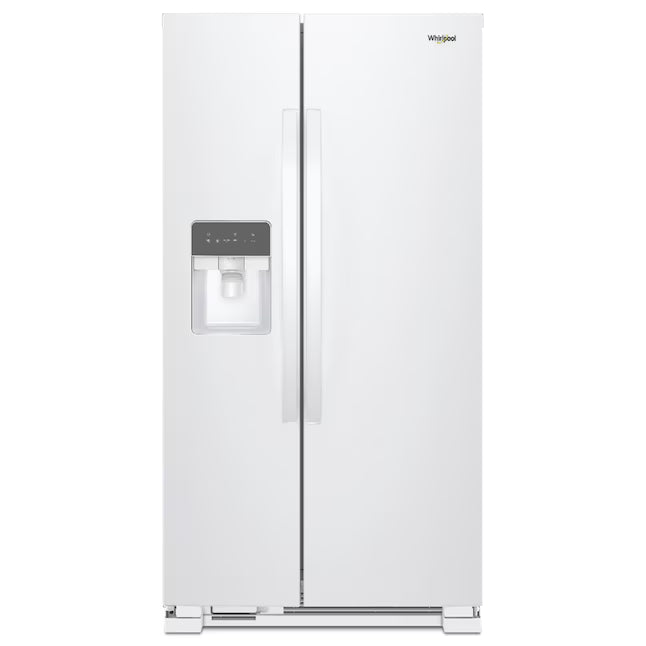 Whirlpool 24.6-cu ft Standard-Depth Side-by-Side Refrigerator with Ice Maker, Water and Ice Dispenser in White WRS315SDHW - Scratch & Dent (Minor)