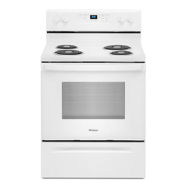 Whirlpool White 4.8 cu. ft. Electric Range with Keep Warm setting and Control Lock Mode WFC150M0JW - Open Box