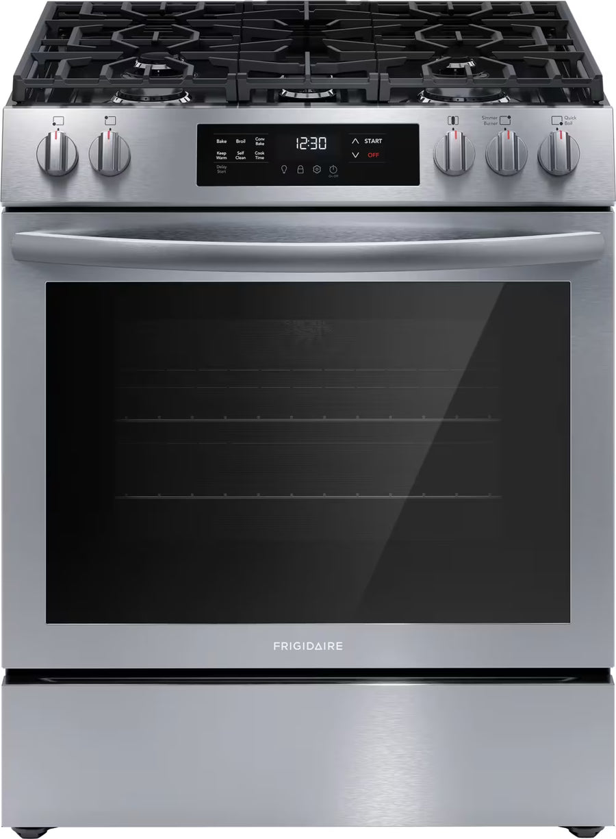 Frigidaire 5 Burners 5.1-cu ft Convection Oven Slide-In Natural Gas Range in Stainless Steel FCFG3083AS - Scratch & Dent (Minor)