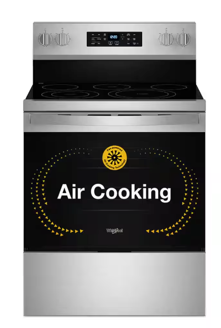 Whirlpool Energy Star Electric Range with Air Cooking Technology, No Preheat Air Fry, Air Baking and Self Clean WFES5030RZ - Open Box