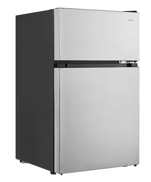 Vissani 3.1 cu. ft. 2-Door Mini Refrigerator in Stainless Steel with Freezer, ENERGY STAR HVDR31GSE - Scratch & Dent (Minor)