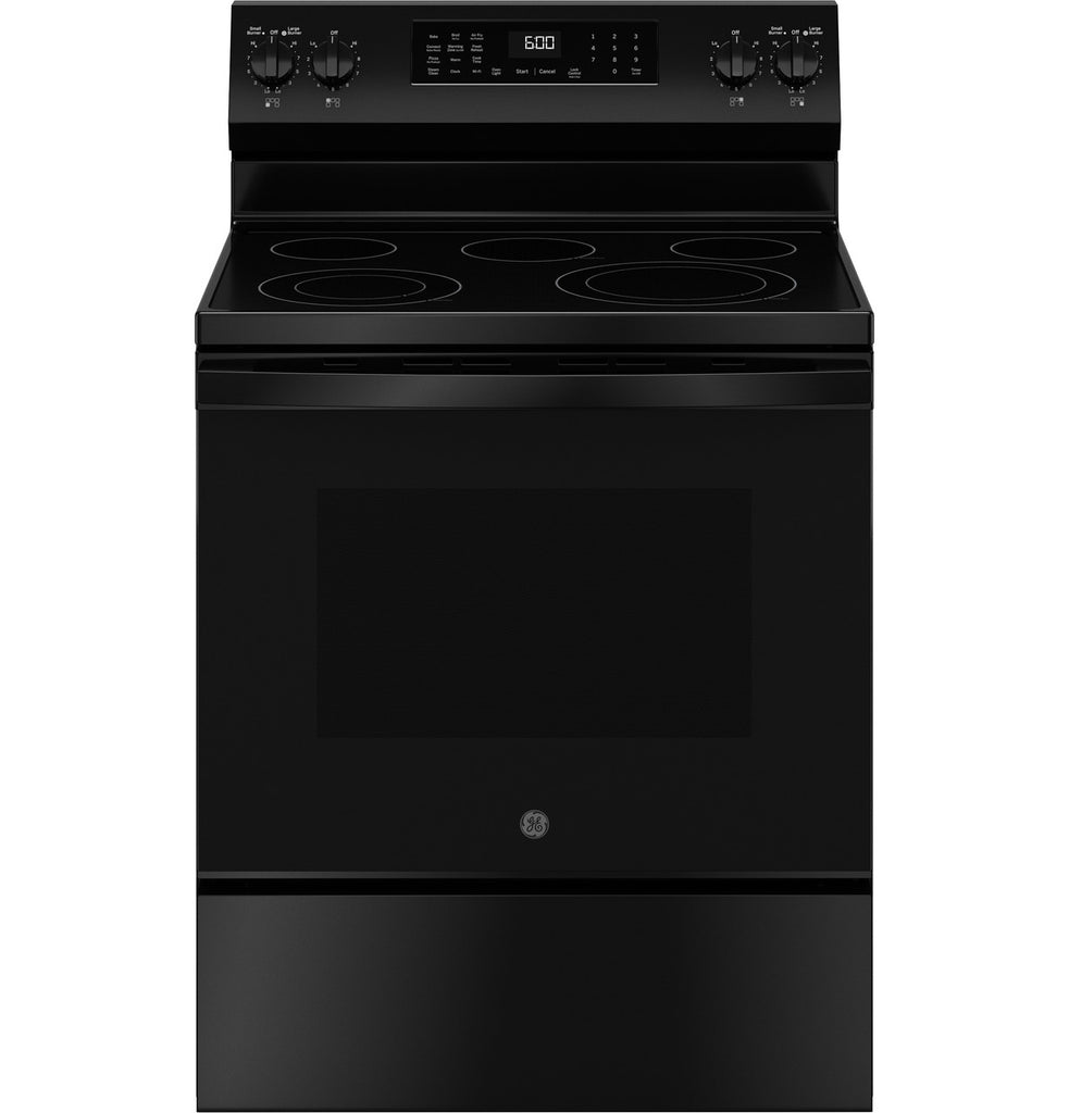 Pictures of GE® ENERGY STAR® 30" Free-Standing Electric Convection Range with No Preheat Air Fry and EasyWash™ Oven Tray GRF600AVBB - New in Box - Neu Appliance Outlet - Discount Appliance Outlet in Austin, Tx