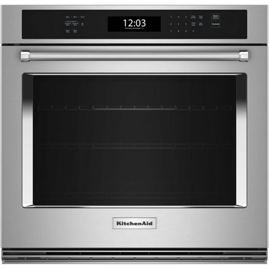 KitchenAid 30 Inch Single Electric Wall Oven with 5 Cu. Ft. Capacity, Air Fry Mode, Even-Heat™ True Convection, EasyConvect™ Conversion System, Even-Heat™ Preheat, and Integrated Meat Thermometer KOES530PSS - Open Box