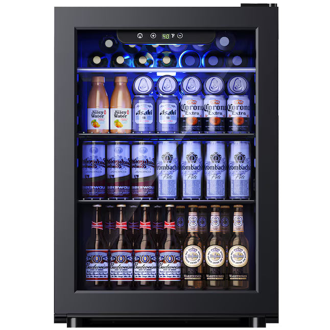 SIMZLIFE 17.4-in 100-Can Black Built-in/Freestanding Beverage Refrigerator Wine Cooler with Insulation Glazed Door BR001-95 - Scratch & Dent (Minor)