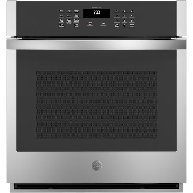 GE 27 inch Single Electric Wall Oven Self + Steam Cleaning in Stainless Steel JKS3000SNSS - Open Box