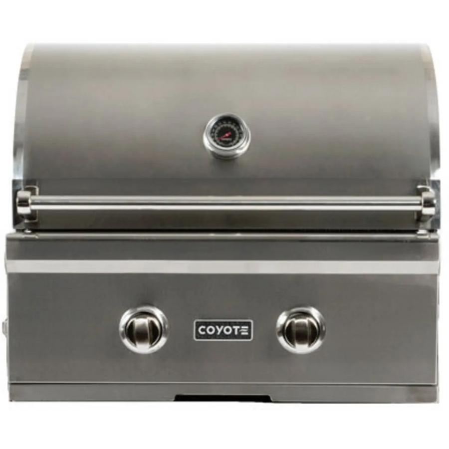 Coyote 28 Inch Built-in Gas Grill with Infinity Burners, Warming Rack, Heat Control Grids, 40,000 Total BTU, Interior Hood Lights, 640 sq. in. Cooking Area and Stainless Steel Grates C1C28LP - Scratch & Dent (Minor)