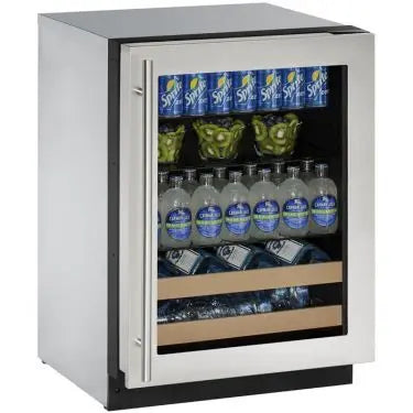 U-Line 24 Inch Built-in Beverage Center with 4.9 cu. ft. Capacity, 79 12-oz Bottle Capacity, 123 12-oz Can Capacity, 10 Wine Bottle Capacity, and Star-K Certified Sabbath Mode U-2224BEVS-00B - Open Box