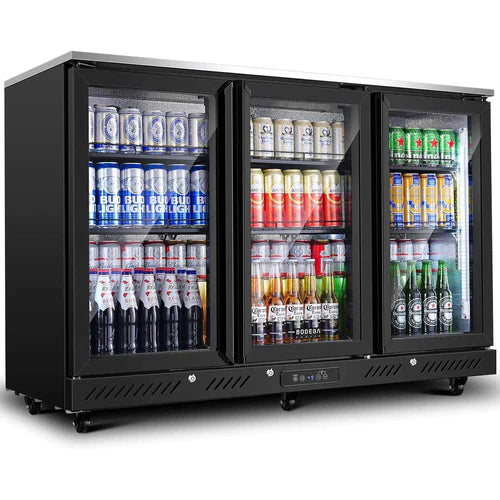 Bodega Cooler 12 Cu.Ft Display Bar Beverage Fridge With 3 Glass Doors and Wheels SA327 - BTC-320FC - Open Box