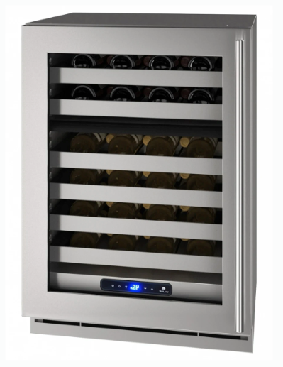 U-Line 24 Inch Dual Zone Wine Refrigerator with 5.1 Cu. Ft. 49 Bottle Capacity, Convection Cooling, Adjustable Full-Extension Racks, and Digital Controls UHWD524-SG51A - Open Box