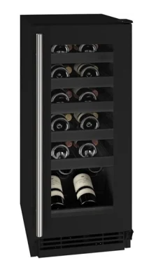 U-Line 15" Wide 24 Bottle Single Zone Black Wine Refrigerator UHWC115BG01A - Scratch & Dent (Minor)
