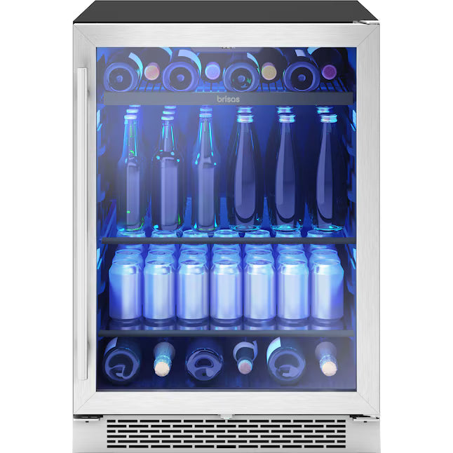 Zephyr Brisas 24-in W 112 -Can Capacity Stainless Steel + Glass Built-in/Freestanding Indoor Beverage Refrigerator with Glass Door BBV24C01AG - Scratch & Dent (Minor)