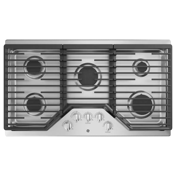 GE® 36" Built-In Gas Cooktop with 5 Burners and Dishwasher Safe Grates GE9898 - JGP5036SLSS - New In Box