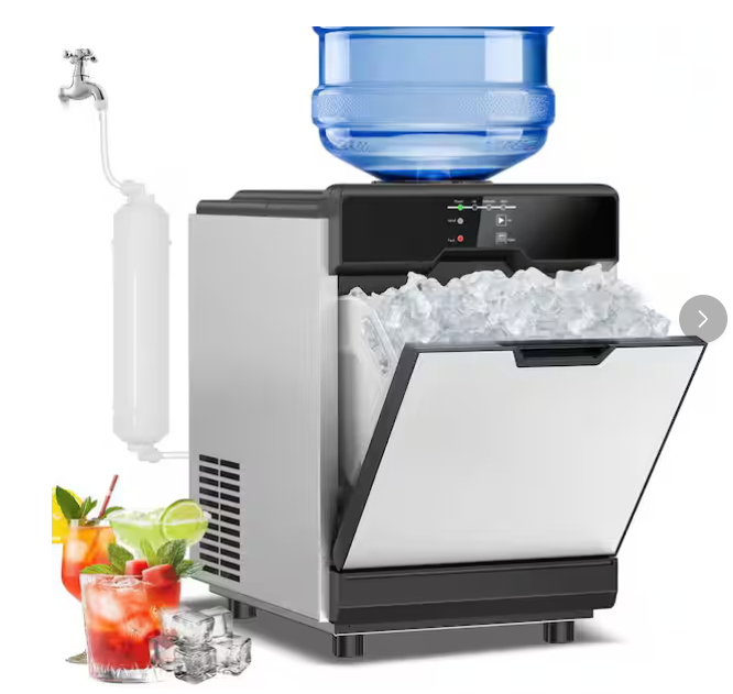 Hooure 15.65 in. Stainless Steel 80 lb. /24 H Freestanding Countertop Ice Maker Full Size Ice Cubes with 20 lbs. Ice Storage 25SD122 - JRKL25 - Scratch & Dent (Minor)