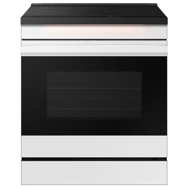 Samsung Bespoke 6.3-cu ft, 4 Burner Air Fry Convection Oven Slide-In Single Induction Range in White Glass 251310SD916 - NSI6DB950012 - Open Box