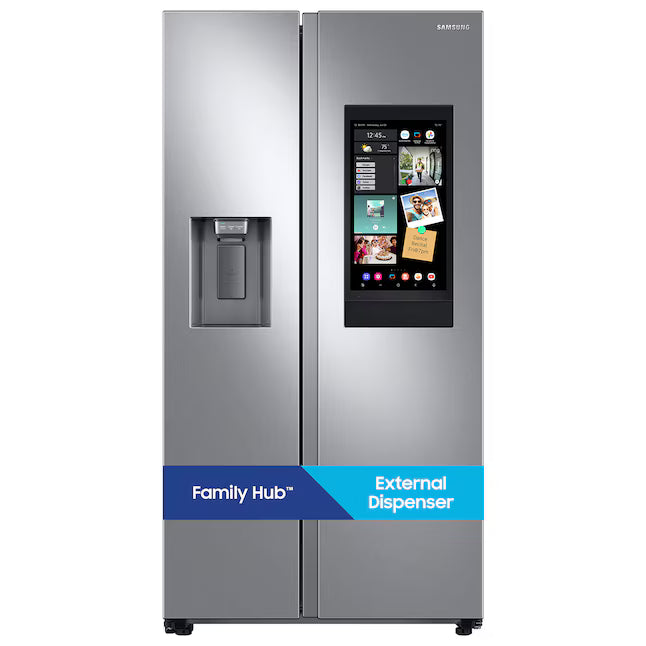 Samsung 26.7 cu. ft. Standard Depth Smart Side by Side Refrigerator in Stainless Steel with Family Hub 310104CR12822 - RS27T5561SR - Scratch & Dent (Minor)