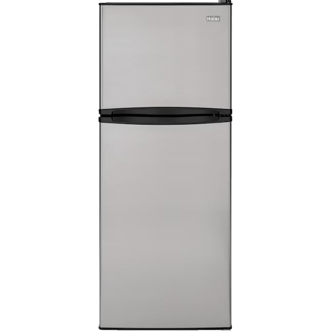 Haier 9.8 cu. ft. Top Freezer Refrigerator in Stainless Steel HA10TG21SS - Scratch & Dent (Minor)