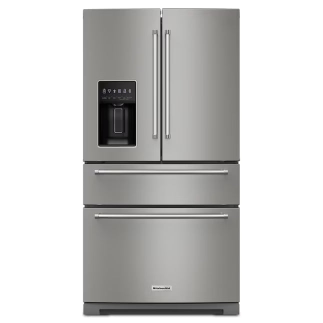 KitchenAid PrintShield Stainless 26.2 Cu. Ft. Multi-Door French Door Refrigerator with Platinum Interior and FreshChill™ Full-Width Refrigerated Drawer 22131SD105 - KRMF536RPS - Open Box