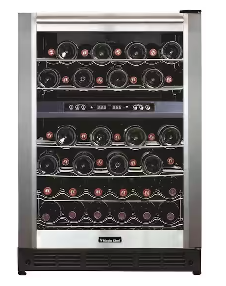 Magic Chef 44 Bottle Dual Zone Wine Cooler in Stainless Steel 25135SD644 - HMWC44DZ - New in Box