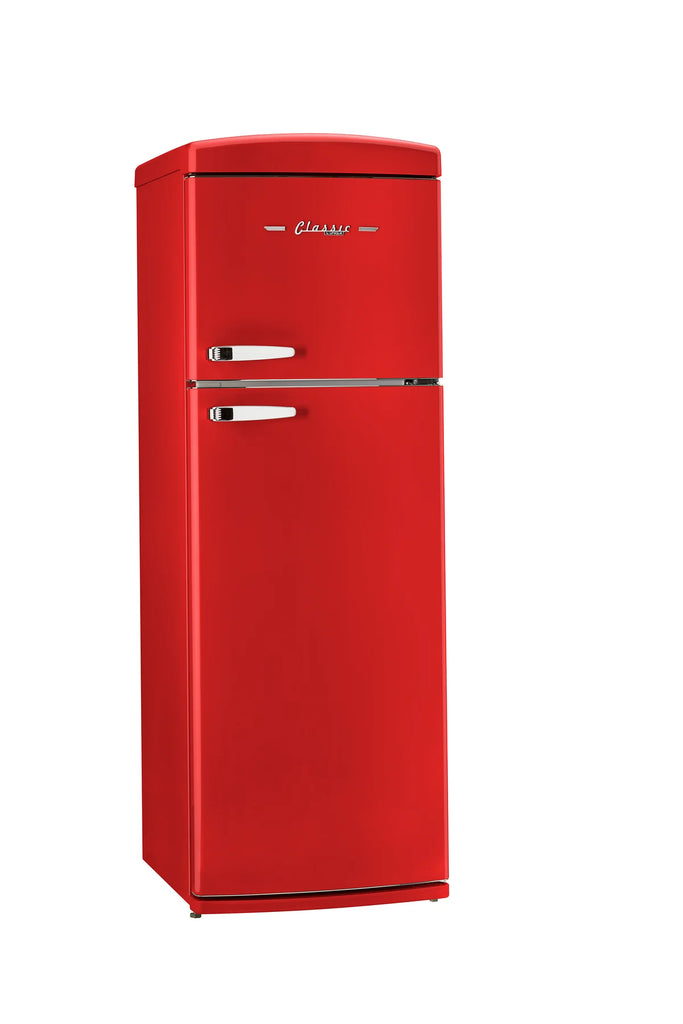 Pictures of Unique Classic Retro 23.8 in. 11 cu. ft. Frost Free Top Freezer Refrigerator in Candy Apple Red, Energy Star 25CR226 - UNQ-310L-R-TM - Scratch & Dent (Minor) - Neu Appliance Outlet - Discount Appliance Outlet in Austin, Tx