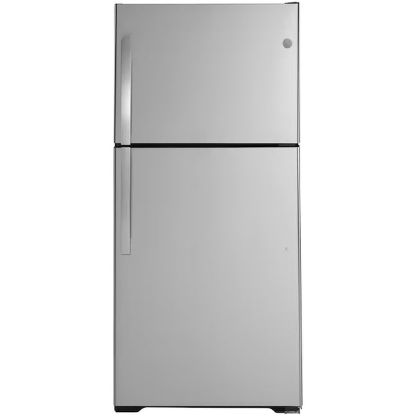 GE® 21.9 Cu. Ft. Garage Ready Top-Freezer Refrigerator in Stainless Steel GE9911 - GTS22KYNRFS - New In Box