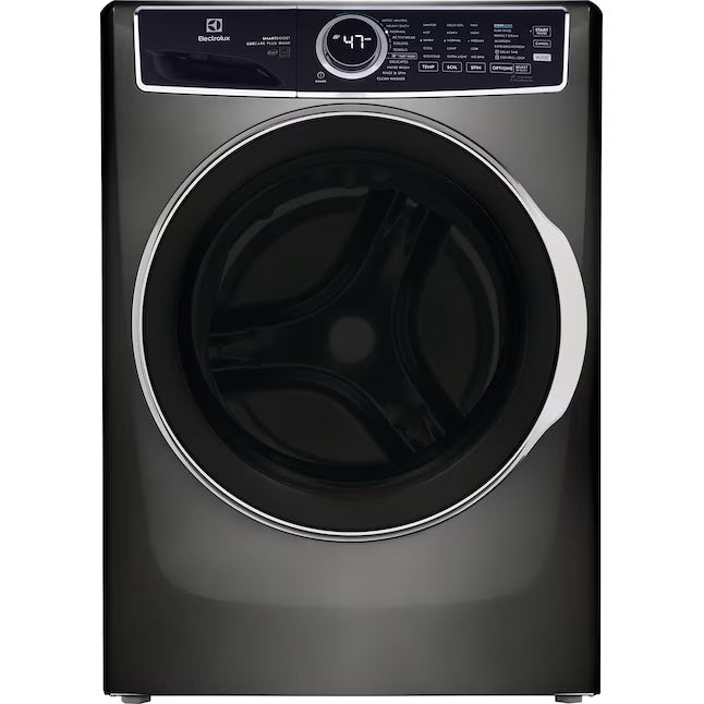 Electrolux Titanium Front Load 600 Series 4.5 Cu. Ft. Washer with Smartboost ELFW7637AT - Scratch & Dent (Minor) and Electrolux 8 cu. ft. vented Front Load Stackable 600 Series Electric Dryer in Titanium with LuxCare Dry 16245 - ELFE7637AT - Open Box