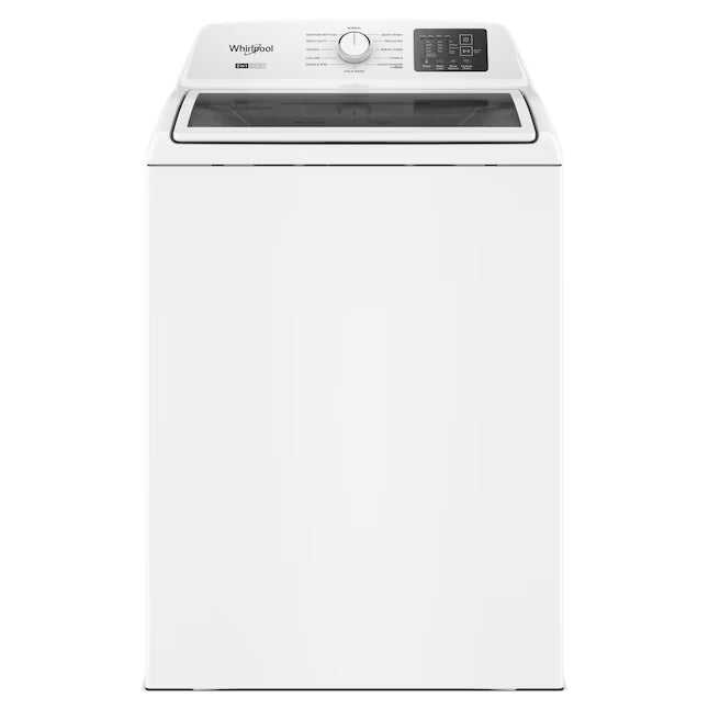 Whirlpool 4.2-4.3 Cu. Ft. Top Load Washer with 2-in-1 Removable Agitator and Soft Close Glass Lid WTW4307SW - Scratch & Dent (Minor) and Whirlpool 7.0 cu. ft. Electric Dryer with Adaptive Dry and Wrinkle Shield™ Option WED4307SW - Open Box