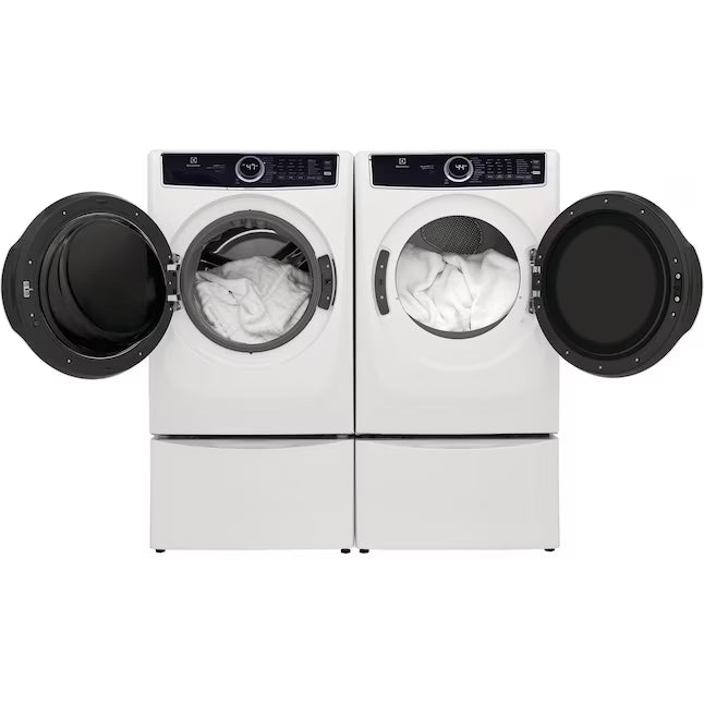 Electrolux 4.5 Cu.Ft. Stackable Front Load Washer with Steam and SmartBoost Wash System ELFW7637AW  - Scratch & Dent (Moderate) and Electrolux 8.0 cu. ft. Front Load Electric Dryer with Perfect Steam 16182 - ELFE7637AW - Open Box