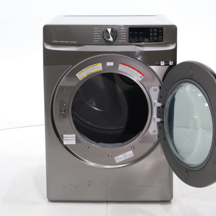 Pictures of Platinum Samsung 7.5 cu. ft. Front Load Electric Dryer with Steam- Scratch & Dent - Major - Neu Appliance Outlet - Discount Appliance Outlet in Austin, Tx