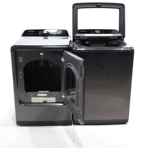 Pictures of Black Stainless Steel ENERGY STAR Samsung 5.0 cu. ft. Top Load Washer with Active Water Jet and 7.4 cu ft Gas Dryer with Steam - Scratch & Dent - Minor - Neu Appliance Outlet - Discount Appliance Outlet in Austin, Tx