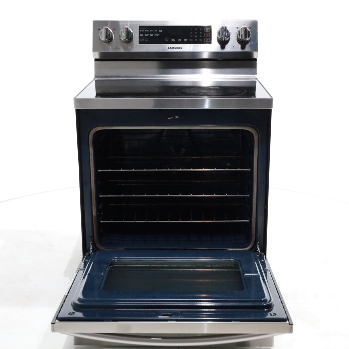 Stainless Steel Samsung 5.9 cu. ft. Freestanding 5 Heating Element Smooth Cooktop Electric Range with True Convection  - Certified Refurbished