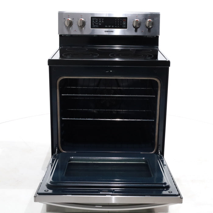 Pictures of Stainless Steel Samsung 5.9 cu. ft. Freestanding 5 Heating Element Smooth Cooktop Electric Range with True Convection  - Certified Refurbished - Neu Appliance Outlet - Discount Appliance Outlet in Austin, Tx