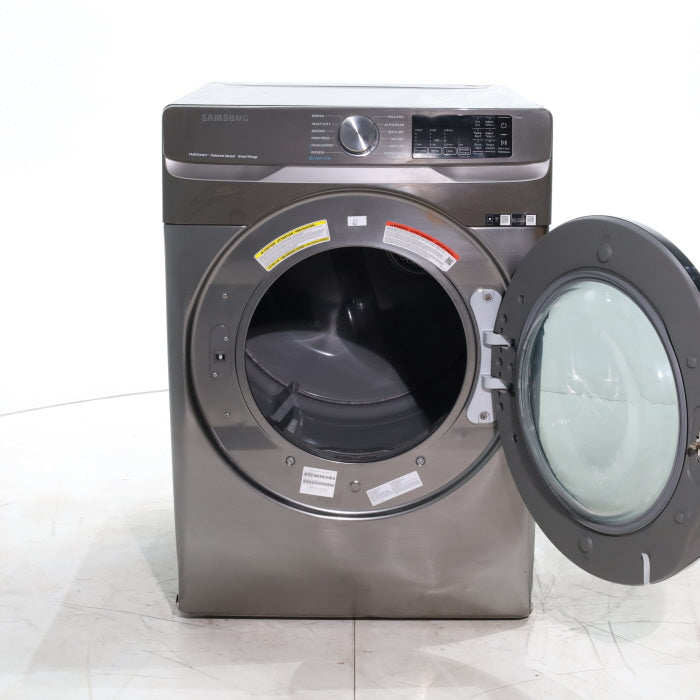 Pictures of Platinum Samsung 7.5 cu. ft. Front Load Electric Dryer with Steam- Scratch & Dent - Major - Neu Appliance Outlet - Discount Appliance Outlet in Austin, Tx