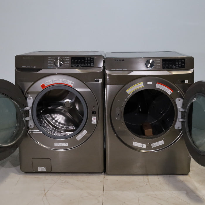 Pictures of Platinum ENERGY STAR Samsung 4.5 cu. ft. Front Load Washer with WiFi Connectivity and 7.5 cu. ft. Front Load Electric Dryer with Steam - Certified Refurbished - Neu Appliance Outlet - Discount Appliance Outlet in Austin, Tx