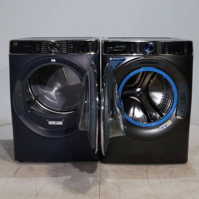 Pictures of Carbon Graphite ENERGY STAR GE 5.3 cu. ft. Frontload Washer with Steam and Sapphire Blue 7.8 cu. ft. Smart Front Load Electric Dryer with PowerSteam - Scratch & Dent - Moderate - Neu Appliance Outlet - Discount Appliance Outlet in Austin, Tx