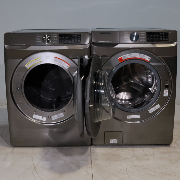 Pictures of Platinum ENERGY STAR Samsung 4.5 cu. ft. Front Load Washer with WiFi Connectivity and Platinum Samsung 7.5 cu. ft. Front Load Electric Dryer with Steam - Scratch and Dent - Minor - Neu Appliance Outlet - Discount Appliance Outlet in Austin, Tx