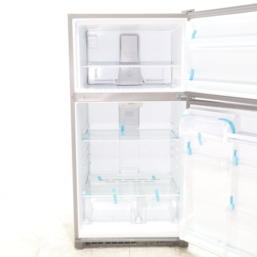 Pictures of 33" Wide Fingerprint-Resistant Stainless Steel Whirlpool 20.5 cu. ft. Top Freezer Refrigerator with Flexi-Slide Bin - Scratch & Dent - Minor - Neu Appliance Outlet - Discount Appliance Outlet in Austin, Tx