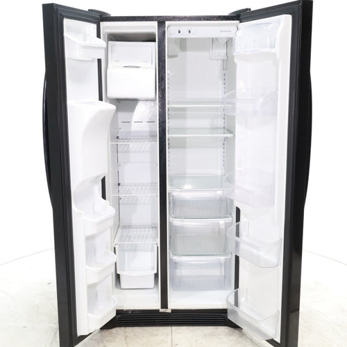 Pictures of 33" Wide Ebony Black Frigidaire 22.1 cu. ft. Side by Side Refrigerator with External Ice and Water Dispenser - Certified Refurbished - Neu Appliance Outlet - Discount Appliance Outlet in Austin, Tx