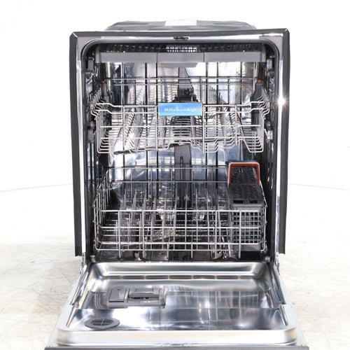 Pictures of 24 in. KitchenAid PrintShield ENERGY STAR Stainless Steel Built-In Front Control Tall Tub 39 dBA Dishwasher with Stainless Steel Tub - Scratch & Dent - Minor - Neu Appliance Outlet - Discount Appliance Outlet in Austin, Tx