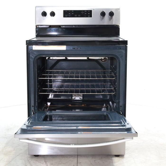 Pictures of Stainless Steel Whirlpool 5.3 cu. ft. 5 Heating Element Freestanding Electric Range with FlexHeat Dual Radiant Element and Frozen Bake Technology- Certified Refurbished - Neu Appliance Outlet - Discount Appliance Outlet in Austin, Tx