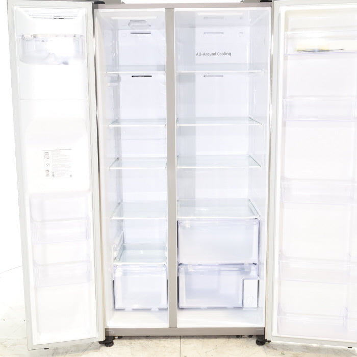 Fingerprint Resistant Stainless Steel ENERGY STAR Samsung 27.4 cu. ft. Side by Side Refrigerator with Exterior Water and Ice Dispenser - Scratch & Dent - Minor