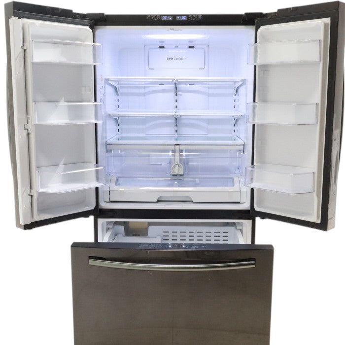 Pictures of Black Samsung ENERGY STAR 25.5 cu ft French Door Refrigerator with Twin Cooling Plus and High-intensive LED Lighting - Certified Refurbished - Neu Appliance Outlet - Discount Appliance Outlet in Austin, Tx