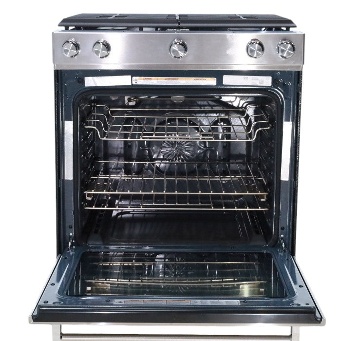 Pictures of KitchenAid  Stainless Steel Convection 30" 5 Burner Slide-in Gas Range with Even-Heat™ True Convection and Steam Rack - Open Box - Neu Appliance Outlet - Discount Appliance Outlet in Austin, Tx