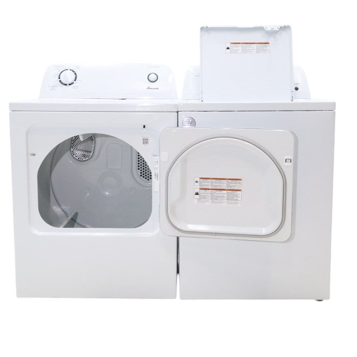 Pictures of White Amana 3.5 cu. ft. Top-Load Washer with Deep Water Wash Option and Amana 6.5 cu. ft. Electric Dryer with Wrinkle Prevent - Open Box - Neu Appliance Outlet - Discount Appliance Outlet in Austin, Tx