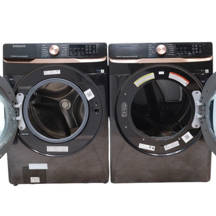 Pictures of Samsung Brushed Black 5.0 cu. ft. Extra Large Capacity Smart Front Load Washer with Super Speed Wash and Steam and 7.5 cu. ft. Smart Electric Dryer with Steam Sanitize+ and Sensor Dry - Open Box - Neu Appliance Outlet - Discount Appliance Outlet in Austin, Tx