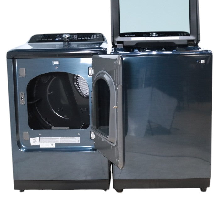 Pictures of Samsung Brushed Navy Blue 5.4 cu. ft. Smart Top Load Washer with Pet Care Solution and Super Speed Wash and 7.4 cu. ft. Smart Vented Electric Dryer with Pet Care Dry and Steam Sanitize+ - Neu Appliance Outlet - Discount Appliance Outlet in Austin, Tx