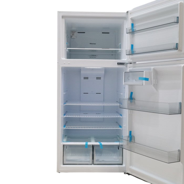 Pictures of 30" Wide Hisense White 18-cu ft Top-Freezer Refrigerator with Adjustable gallon-size door bins - Scratch & Dent - Moderate - Neu Appliance Outlet - Discount Appliance Outlet in Austin, Tx