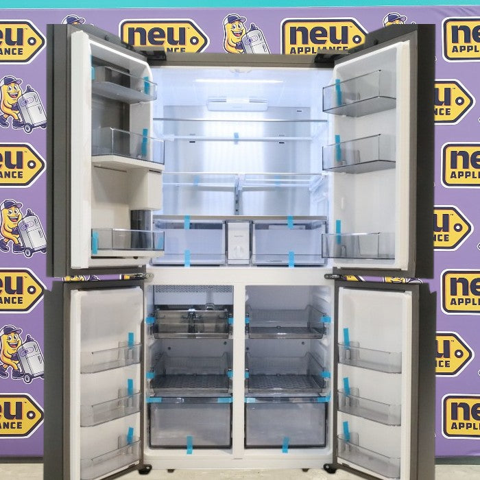 Pictures of Samsung Bespoke 29 cu. ft. 4-Door Flex™ Refrigerator with Beverage Center™ & Customizable Door Panels in White Glass RF29DB960012 - Open Box - Neu Appliance Outlet - Discount Appliance Outlet in Austin, Tx