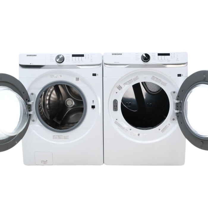 ENERGY STAR Samsung 4.5 cu. ft. Front Load Washer with Vibration Reduction and Samsung 7.5 cu. ft. Front Load Gas with Sensor Dry and Interior Drum Light- Scratch & Dent - Minor