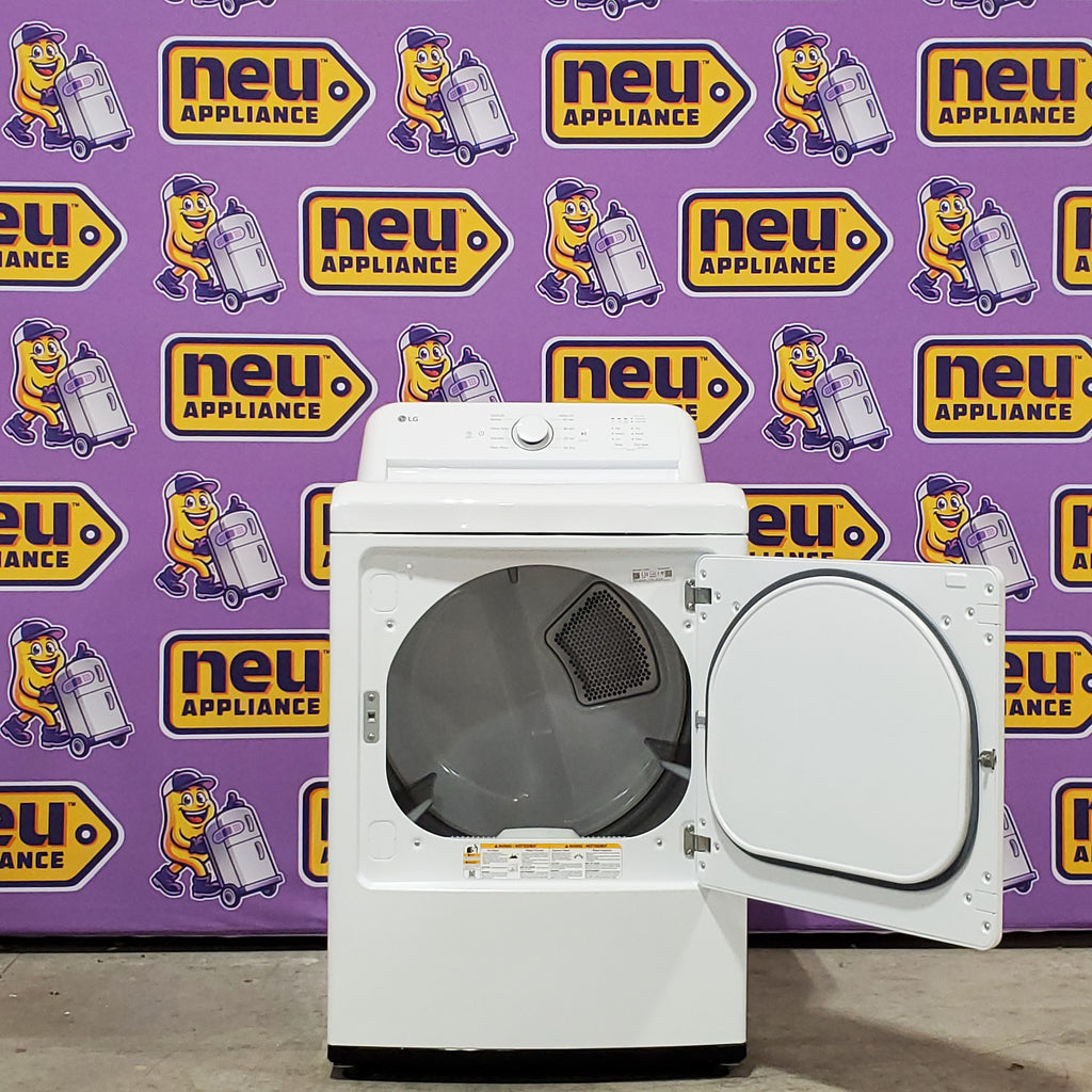 LG 4.3 cu. ft. Capacity Top Load Washer with TurboDrum™ Technology and Impeller WT6100CW - Scratch & Dent (Minor) and LG 7.3 Cu. Ft.  Electric Rear Control Ultra Large Capacity Dryer in White with Sensor Dry 16068 - DLE6100W - Scratch & Dent (Minor)