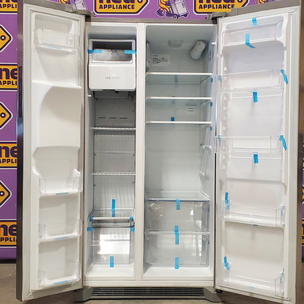 Frigidaire 25.6 cu. ft. ENERGY STAR Side by Side Refrigerator with Exterior Water and Ice Dispenser in Stainless Steel 3SD843 - FRSS2623AS - Scratch & Dent (Minor)
